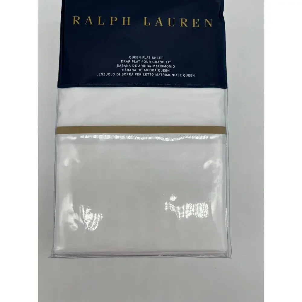 Ralph Lauren Palmer Percale Queen Flat Sheet Burnished Chamois $145.00 NEW